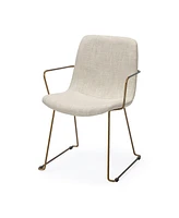 Soft Upholstered Fabric Dining Arm Chair for Comfort and Style