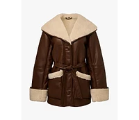 WeWoreWhat Women's Faux Leather Bonded Jacket
