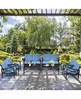 Gymax 8PCS Patio Sofa Conversation Set Outdoor Furniture Set Yard w/ Cushion