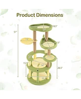 Multi-Level Avocado-Themed Cat Tree with Wide Perch & Rotatable Basket Fun & Cozy Cat Tower