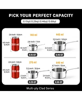 Cooks Standard 18/10 Stainless Steel Butter Warmer Pot Set, 0.15/0.29/0.46/0.68 Qt Multi-Ply Clad Small Sauce Pans, Mini Milk Butter Melting Pot with