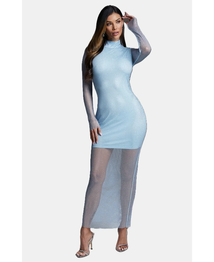 Bebe Women's Sparkle Mesh Gown