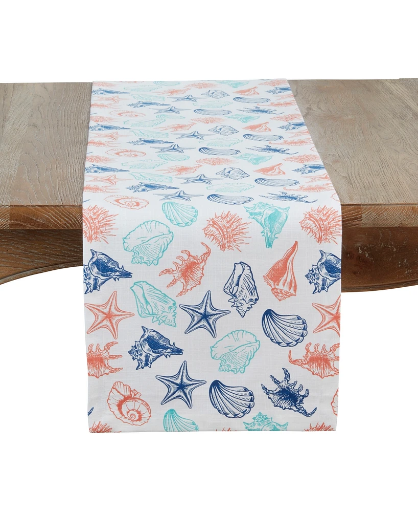Saro Lifestyle Ocean Breeze Sea Shells Table Runner, 14" x 72"