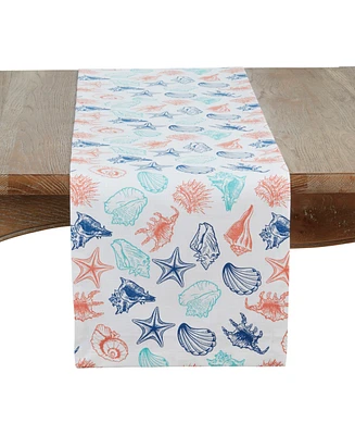 Saro Lifestyle Ocean Breeze Sea Shells Table Runner, 14" x 72"