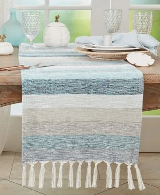 Saro Lifestyle Fringed Stripe Table Runner Collection