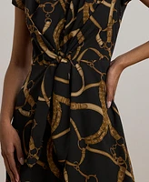 Lauren Ralph Lauren Women's Belting-Print Crepe Tie-Front Dress