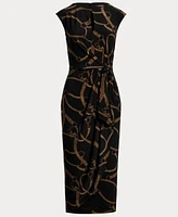 Lauren Ralph Women's Belting-Print Jersey Tie-Front Dress
