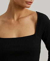 Lauren Ralph Women's Rib-Knit Long-Sleeve Midi Dress