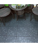 12" Patio Deck Tiles, Diy Interlocking, Easy Install, 44pcs, Dark Gray