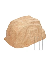 Outdoor Low-Profile Polyresin Landscape Rock Septic Cover with Stakes
