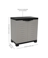 Versatile Plastic Storage Cabinet with Adjustable Shelf and 2 Windows - Charcoal - 25.5"
