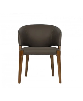 Upholstered Faux Leather Wing Back Dining Arm Chair