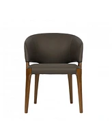 Upholstered Faux Leather Wing Back Dining Arm Chair