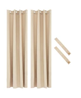 52 x 107.5-Inch Outdoor Room-Darkening Curtains with Grommet Top - Includes Tieback - Beige - Set of 2