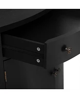 Curved Wood Storage Cabinet with Adjustable Shelves