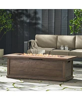 56" Rectangular Outdoor 50,000 Btu Propane Fire Pit, Brown Wood Pattern (Tank Cover not Included)