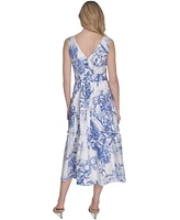 Vince Camuto Women's Belted Cotton Sleeveless Dress