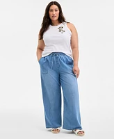 On 34th Trendy Plus Pull-On Utility Wide-Leg Jeans, Exclusively at Macy's