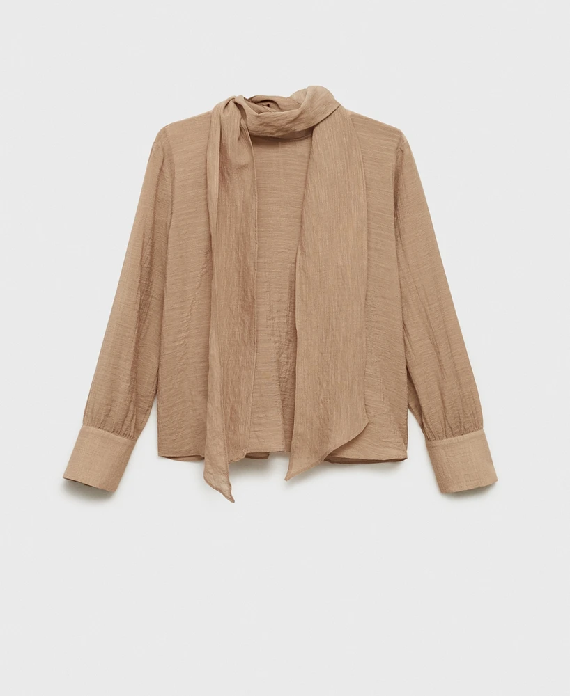 Mango Women's Textured Bow Blouse