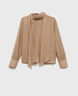 Mango Women's Textured Bow Blouse