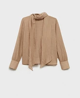 Mango Women's Textured Bow Blouse