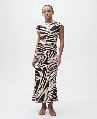 Mango Women's Zebra-Print Midi Dress
