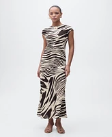 Mango Women's Zebra-Print Midi Dress