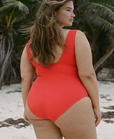 Mango Women's Ribbed V-Neck Swimsuit
