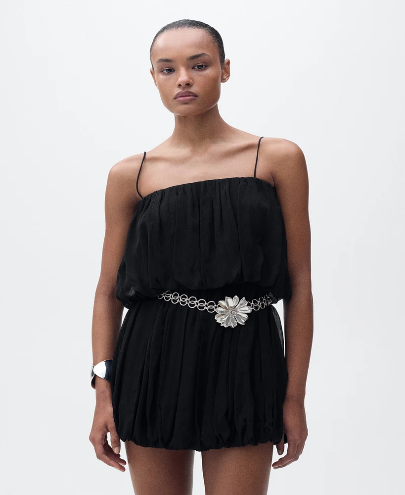 Mango Women's Short Balloon-Effect Gathered Dress