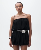 Mango Women's Short Balloon-Effect Gathered Dress