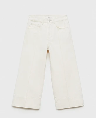 Mango Women's Seam Detail Wide Leg Cropped Jeans