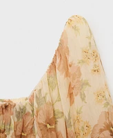 Mango Women's Open-Back Floral Blouse