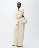 Mango Women's Pleated Wide Leg Suit Pants