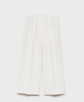 Mango Women's Pleated Wide Leg Suit Pants