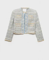 Mango Women's Frayed Ends Tweed Jacket