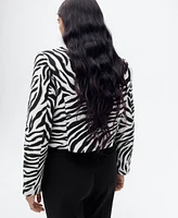 Mango Women's Buttons Detail Zebra-Print Jacket