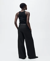 Mango Women's Combined-Fabric Belt Jumpsuit