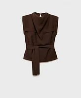 Mango Women's Draped Neck Blouse