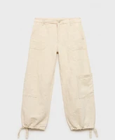 Mango Women's Puffed Hem Linen Cargo Pants