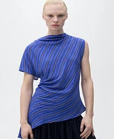 Mango Women's Asymmetrical Striped Blouse