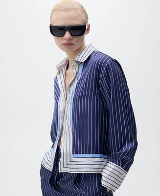 Mango Women's Combined Stripes Satin Shirt