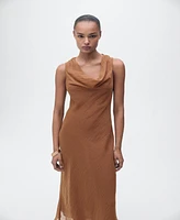Mango Women's Draped Neck Lyocell Dress
