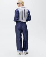Mango Women's Combined Stripes Satin Pants