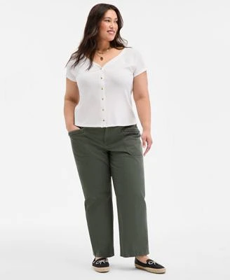 On 34th Trendy Plus Size Snap Front T Shirt Braided Trim Cargo Pants Exclusively At Macys