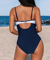 Cupshe Women's Scoop Neck Cutout Back Hook Mesh One Piece Swimsuit