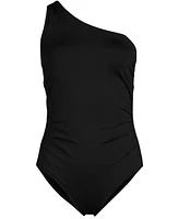 Lands' End Women's Shirred One Shoulder Piece Swimsuit