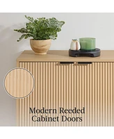 Best Choice Products 2-Door Reeded Storage Cabinet w/ Soft-Close Doors, Multipurpose Accent Furniture