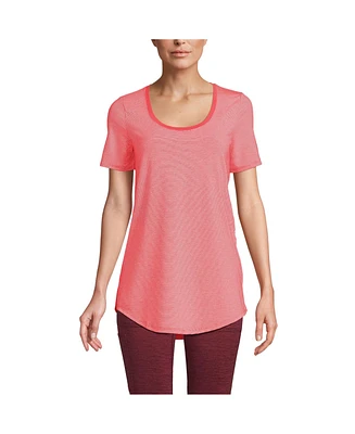 Lands' End Women's Short Sleeve Power Performance Scoop Neck Curved Hem Tunic Tee
