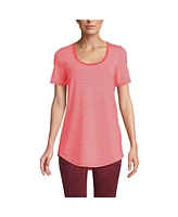 Lands' End Women's Short Sleeve Power Performance Scoop Neck Curved Hem Tunic Tee