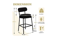 Dyhome Bar Stools Set of 4, 24 Inches Modern Counter Height with Curved Back Metal Legs, Upholstered Boucle Barstools for Kitchen Island, C